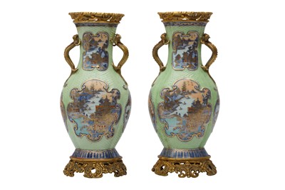 Lot 468 - A PAIR OF CHINESE BLUE AND WHITE 'LANDSCAPE' VASES.