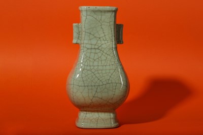 Lot 28 - A CHINESE CRACKLE-GLAZE CELADON VASE, HU.