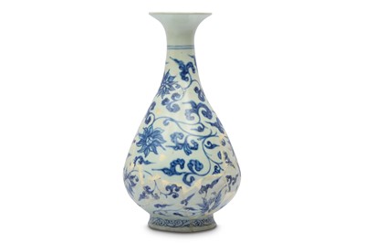 Lot 678 - A CHINESE BLUE AND WHITE BOTTLE VASE, YUHUCHUNPING.
