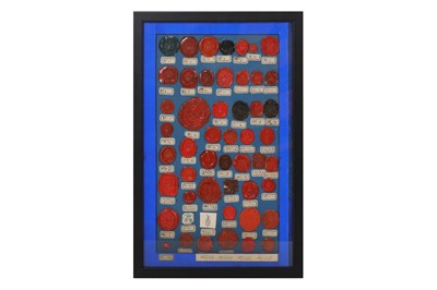 Lot 133 - A SET OF SIX FRAMED COLLECTIONS OF 18TH AND 19TH CENTURY WAX SEALS