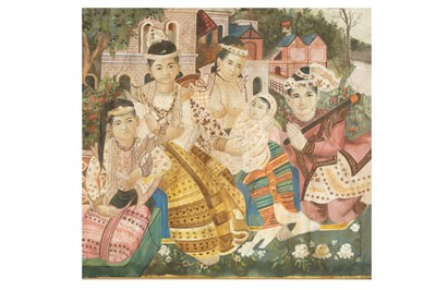 Lot 764 - A BURMESE ROYAL FAMILY PORTRAIT.