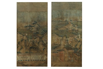 Lot 274 - TWO LARGE CHINESE WALLPAPER PANELS.