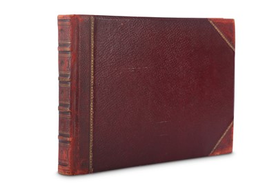 Lot 279 - A LEATHER-BOND ALBUM OF CHINESE PITH PAPER PAINTINGS.