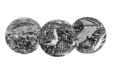 Lot 131 - PIERO FORNASETTI, ITALY, (1913-1988): 

'CITTA D'ITALIA' four plates, 1980’s (designed 1950’s)