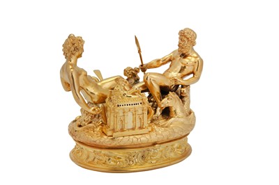 Lot 120 - A late 19th century German 930 standard silver gilt copy of the Cellini salt, Hanau circa 1895 by Neresheimer