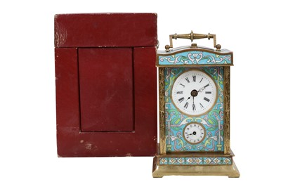 Lot 125 - A 20TH CENTURY CHINESE CLOISONNE ENAMELLED BRASS CARRIAGE CLOCK