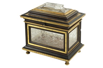 Lot 29 - A FINE ITALIAN GILT BRONZE, EBONISED AND ROCK CRYSTAL CASKET,  PROBABLY ROMAN 19TH CENTURY