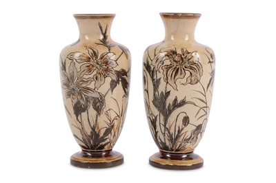 Lot 9 - Martin Brothers - a pair of stoneware vases