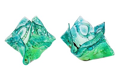 Lot 222 - UNKNOWN: a pair of oversized handkerchief vases