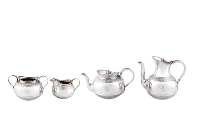 Lot 342 - A Victorian sterling silver four-piece tea and coffee service, London 1889/90 by Martin, Hall and Co