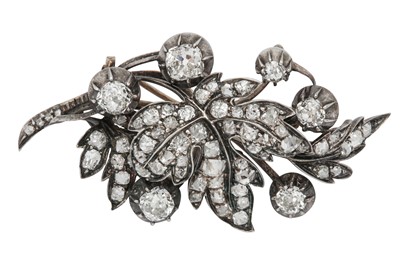 Lot 1323 - A diamond leaf brooch, circa 1855