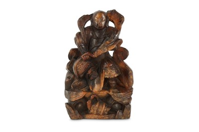 Lot 533 - A CHINESE SOAPSTONE CARVING OF XUANWU.