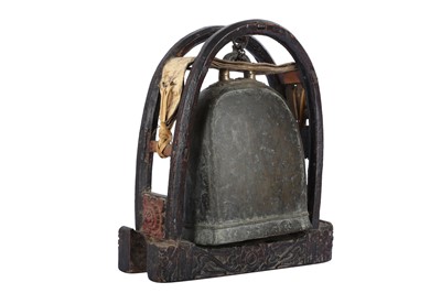Lot 754 - A TIBETAN BRONZE BELL.