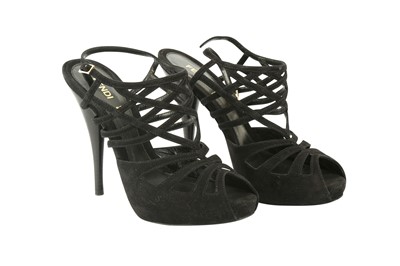 Lot 358 - FENDI BLACK CAGED SANDAL - SIZE 37