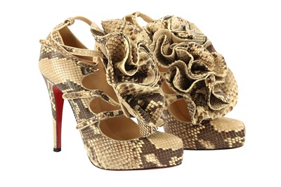 Lot 360 - CHRISTIAN LOUBOUTIN DILLIAN 120 PYTHON OPACO - SIZE 37.5