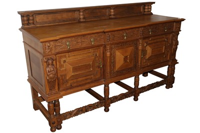 Lot 98 - A RENAISSANCE REVIVAL OAK BREAKFRONT SIDEBOARD, EARLY 20TH CENTURY