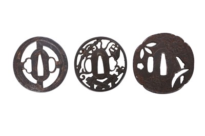 Lot 775 - THREE JAPANESE IRON TSUBA.