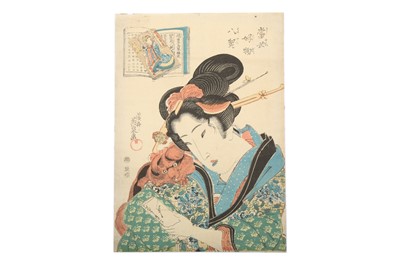 Lot 798 - A WOODBLOCK PRINT BY KEISAI EISEN. (1790 – 1848)