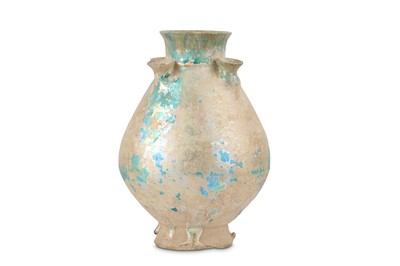 Lot 53 - A TURQUOISE-GLAZED KASHAN POTTERY TULIP VASE