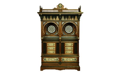 Lot 857 - λ A HARDWOOD BONE, RESIN AND MOTHER-OF-PEARL-INLAID ORIENTALIST CABINET BY GIUSEPPE PARVIS