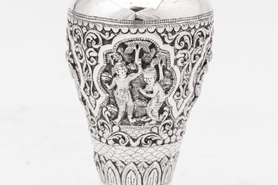 Lot 212 - A mid 20th century Burmese unmarked silver vase, probably Rangoon circa 1950