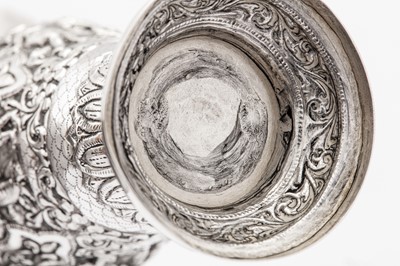 Lot 212 - A mid 20th century Burmese unmarked silver vase, probably Rangoon circa 1950