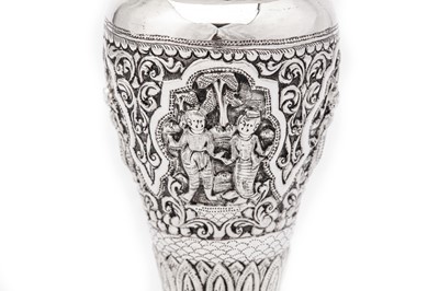 Lot 212 - A mid 20th century Burmese unmarked silver vase, probably Rangoon circa 1950