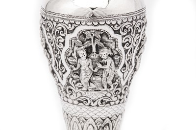 Lot 212 - A mid 20th century Burmese unmarked silver vase, probably Rangoon circa 1950