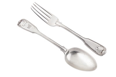 Lot 241 - A George III sterling silver table fork and spoon, London 1817 by Paul Storr (1771-1844, first reg. 12th Jan 1793)