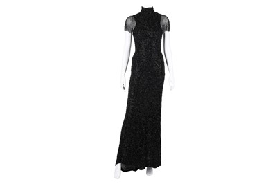 Lot 652 - Ralph Lauren Collection Black Beaded Gown - Size US 6