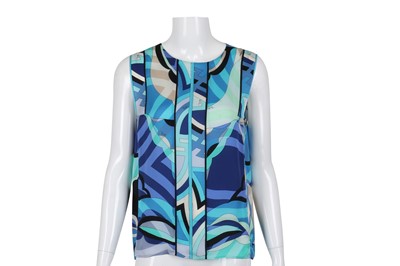 Lot 608 - Emilio Pucci Blue Print Sleeveless Silk Top