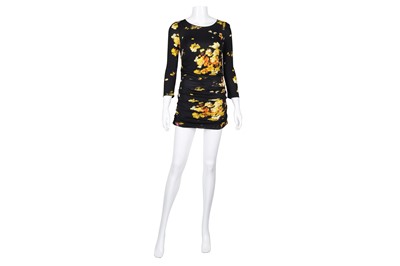 Lot 655 - Dolce & Gabbana Black Print Ruched Dress
