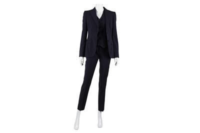 Lot 616 - Dolce & Gabbana Navy Pinstripe Three Piece Trouser Suit