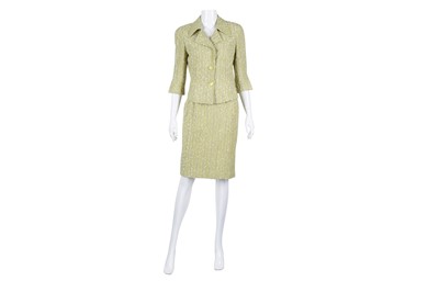 Lot 640 - Luca Luca Lime Green Boucle Skirt Suit - Size 42