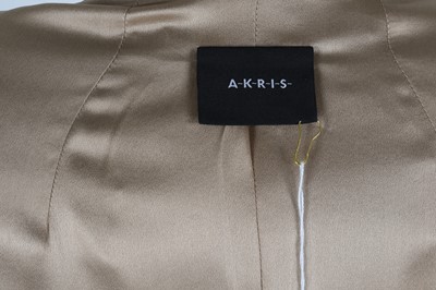 Lot 644 - Akris Bronze Stripe Longline Jacket - Size 8