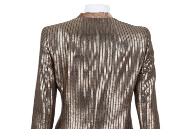Lot 644 - Akris Bronze Stripe Longline Jacket - Size 8