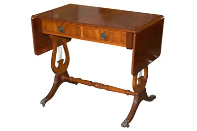 Lot 72 - A REGENCY STYLE YEW WOOD SOFA TABLE, LATE 20TH CENTURY