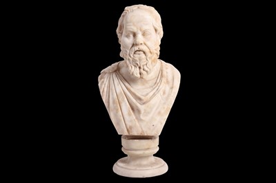 Lot 24 - A LATE 19TH CENTURY ITALIAN ALABASTER BUST OF SOCRATES
