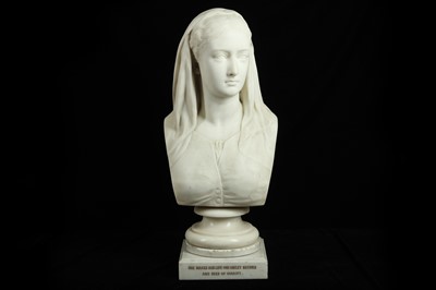 Lot 1 - D. DAVIS (ENGLISH, 19TH CENTURY): A LATE 19TH CENTURY MARBLE BUST OF CHARITY DATED 1878