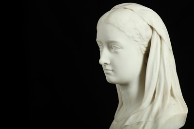 Lot 1 - D. DAVIS (ENGLISH, 19TH CENTURY): A LATE 19TH CENTURY MARBLE BUST OF CHARITY DATED 1878