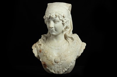 Lot 7 - A LATE 19TH CENTURY ITALIAN MARBLE BUST OF  ODALISQUE  (LA SULAMITIDE) DATED 1890
