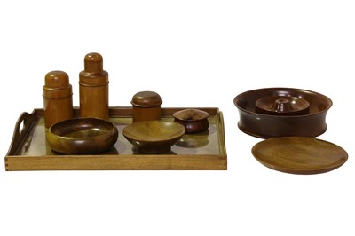 Lot 166 - TWO BOXWOOD BOTTLE CASES, LATE 19TH CENTURY