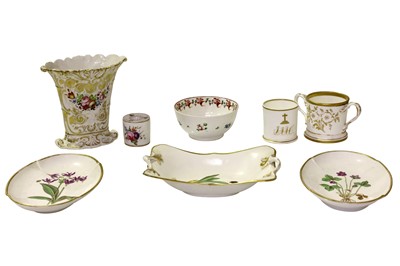 Lot 161 - A SPODE PORCELAIN TWO HANDLED RECTANGULAR BOAT SHAPE DISH, EARLY 19TH CENTURY