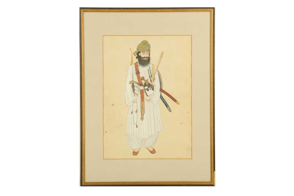 Lot 123 - A PORTRAIT OF A PASHTUN RECRUIT IN THE STYLE OF THE FRASER ALBUM