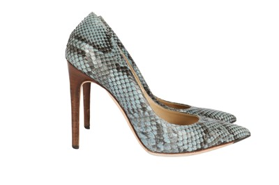 Lot 613 - λ Dolce & Gabbana Blue Python Heeled Pump - Size 35