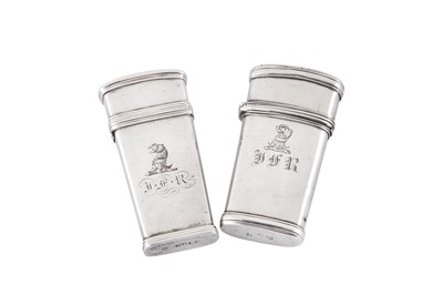 Lot 16 - Two George IV / Victorian sterling silver lancet cases, one Birmingham 1829 by Joseph Wilmore, the other Birmingham 1841 by Taylor & Perry