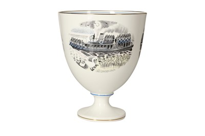 Lot 132 - ERIC RAVILLIOUS (1903-1942) FOR WEDGWOOD, A BOAT RACE TROPHY VASE