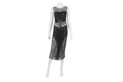 Lot 658 - Black Mesh Embellished Evening Gown
