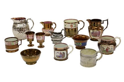 Lot 133 - A SUNDERLAND LUSTRE POTTERY MUG, 19TH CENTURY
