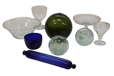 Lot 170 - A PAIR OF CLEAR GLASS BALLS OR FLOATS